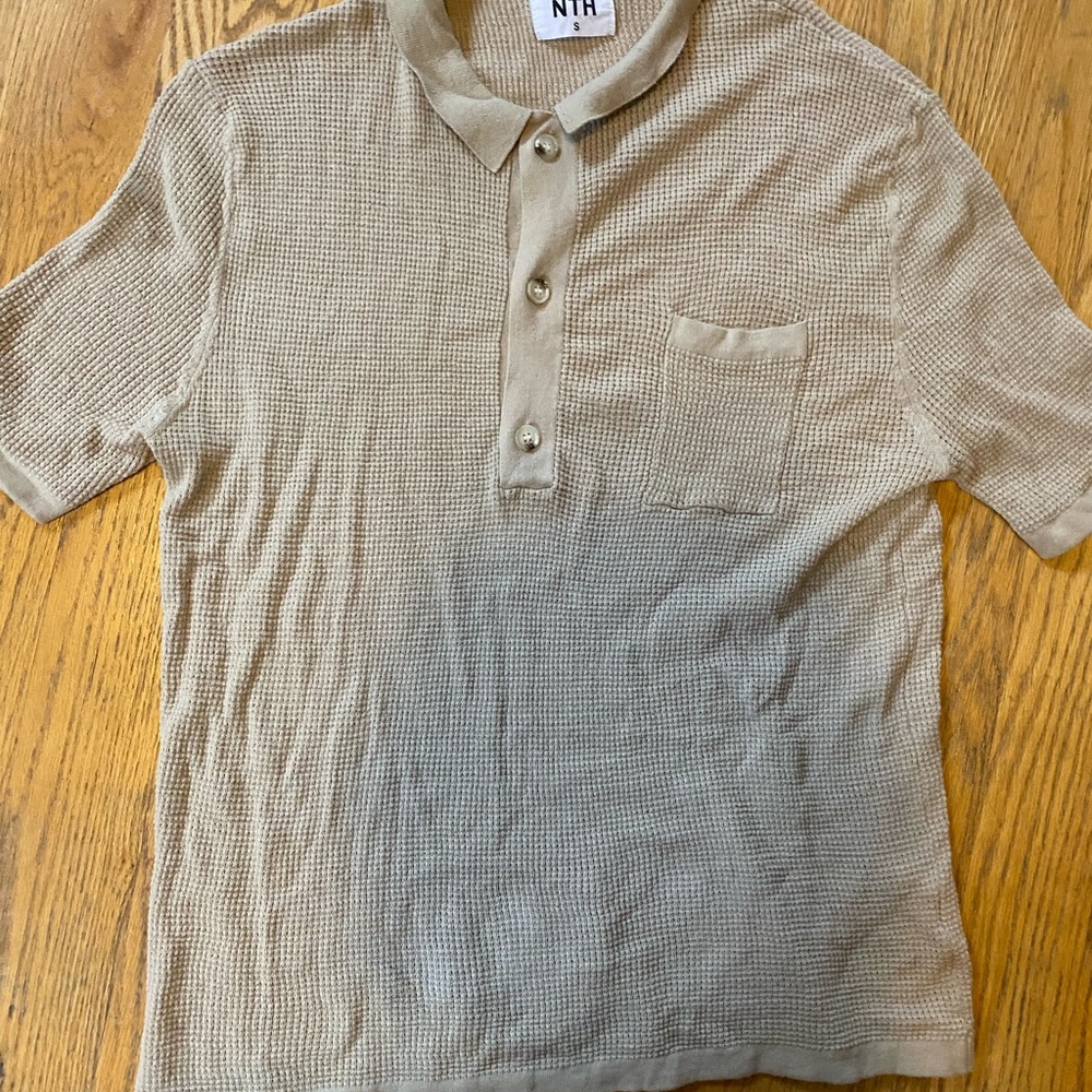 Bronze Snake NTH Knitted Polo in Oat Color